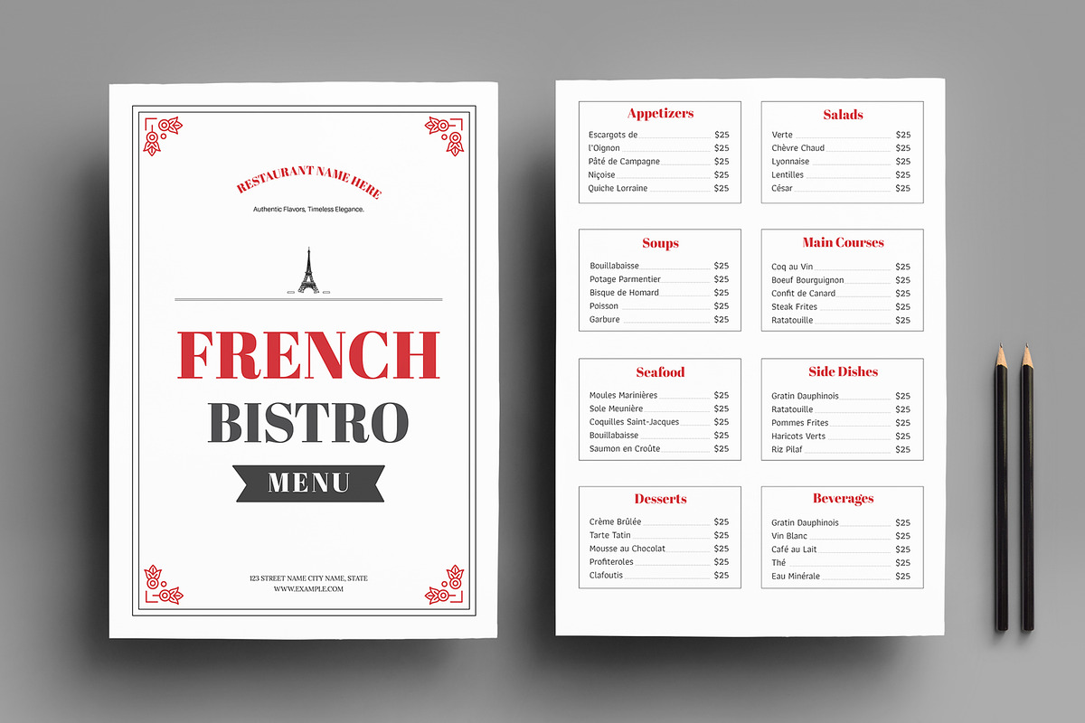 French Bistro Menu Template, a Stationery Template by MightyDesign (Photo 1 of 8)
