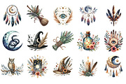 Wiccan Clipart Boho Witch Png Set, an Illustration by Designking (Thumbnail 2 of 5)