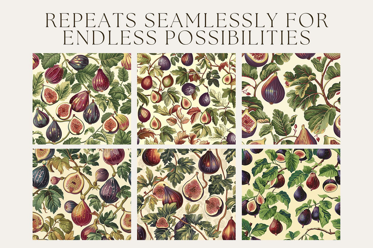 8 Figs and Leaves Seamless Patterns, a Pattern Graphic by Inknfolly (Photo 2 of 5)