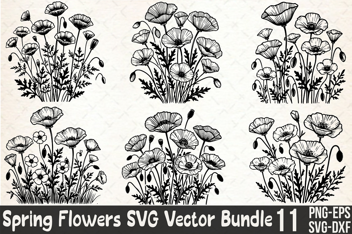Spring California Poppy Flowers SVG, an Illustration by Rose Art (Photo 1 of 6)