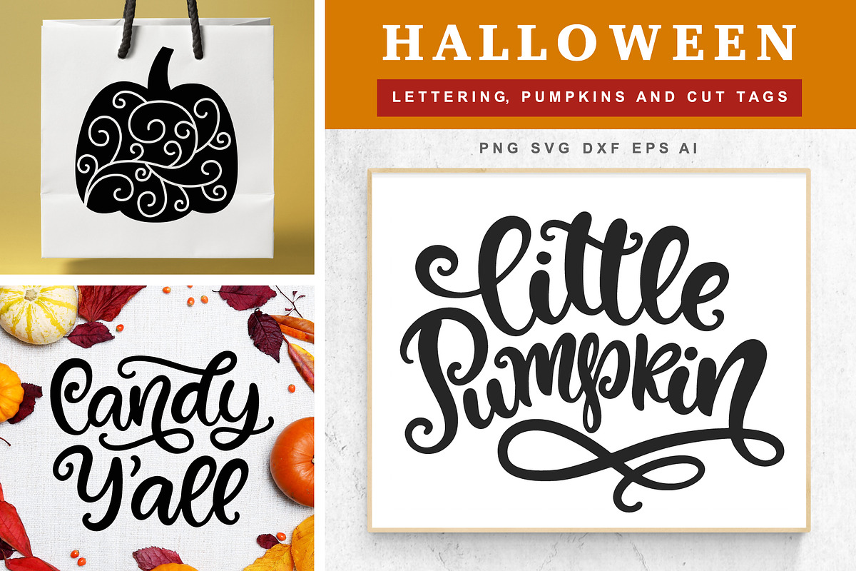 Halloween Lettering, Tags, Pumpkins, an Object Graphic by Katrinelly (Photo 1 of 14)