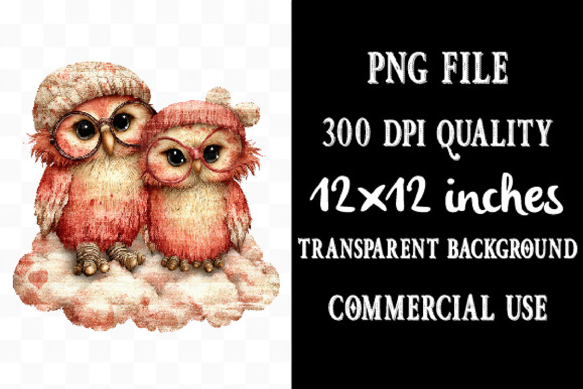 Valentine Owl Couple Clipart, an Illustration by Designking (Photo 4 of 5)