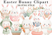 Watercolor Easter Bunny Clipart, an Illustration by Libby Wishes (Thumbnail 1 of 6)