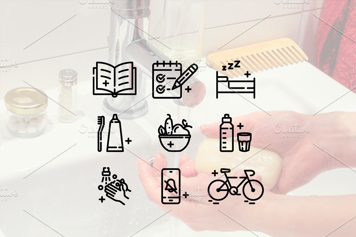 Good habits line icons, an Outline Icon by Lyolya Profitrolya (Photo 3 of 3)