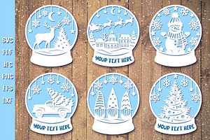 Snow Globe Papercut Bundle SVG