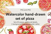 Watercolor pizza set, a Food Illustration by Olha's watercolor (Thumbnail 1 of 4)