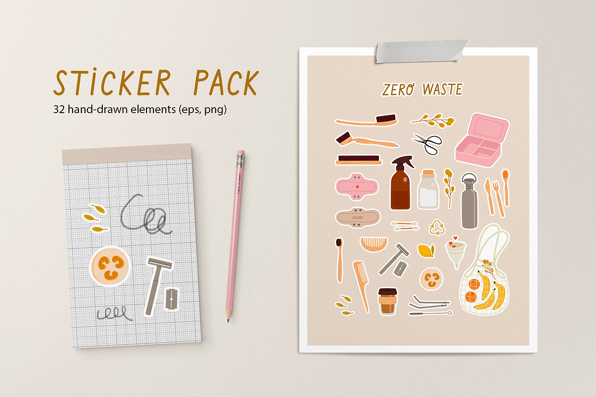 Zero Waste. Eco-friendly products., an Illustration by Sweet Corner (Photo 8 of 11)