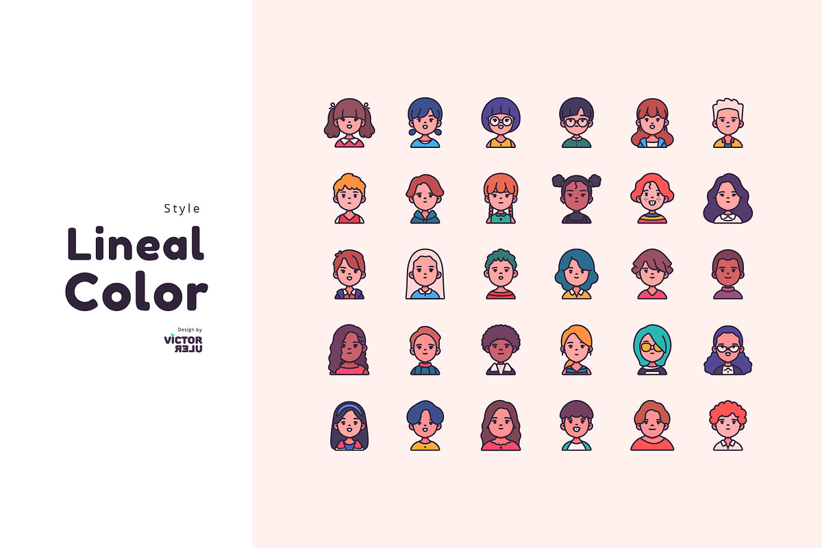 30 Children Avatar Design Icons, an Icon by Victoruler