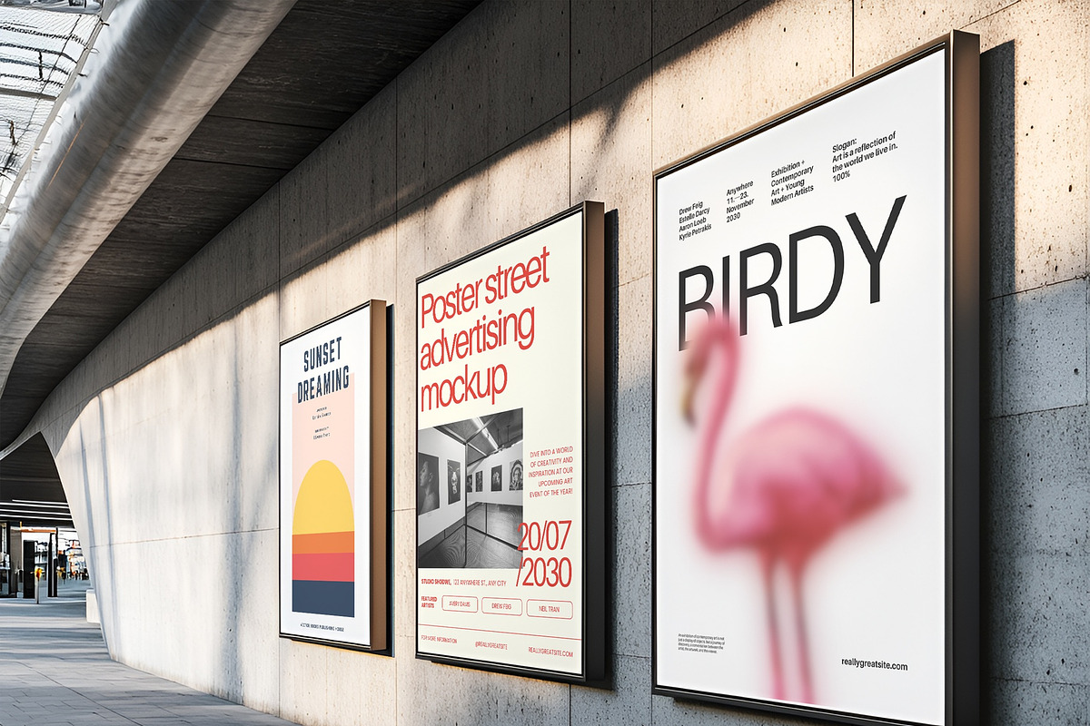 Poster street advertising Mockup, an Advertising Mockup by PixelPiknik (Photo 3 of 6)