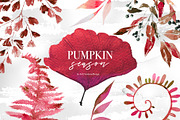 Watercolor Pumpkin Season Clipart, a Seasonal Illustration by ArtCreationsDesign (Thumbnail 16 of 22)