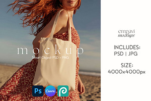 Tote Bag Model Lifestyle Mockup, a Merchandise Mockup by EmpaviMockups