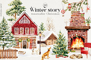 Winter story-watercolor Christmas, a Seasonal Illustration by Pamyatka Shop (Thumbnail 1 of 27)