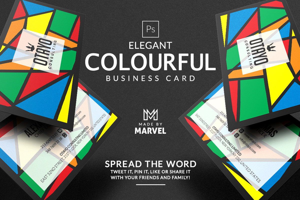 Colourful Business Card Template, a Business Card Template by Marvel (Photo 1 of 6)
