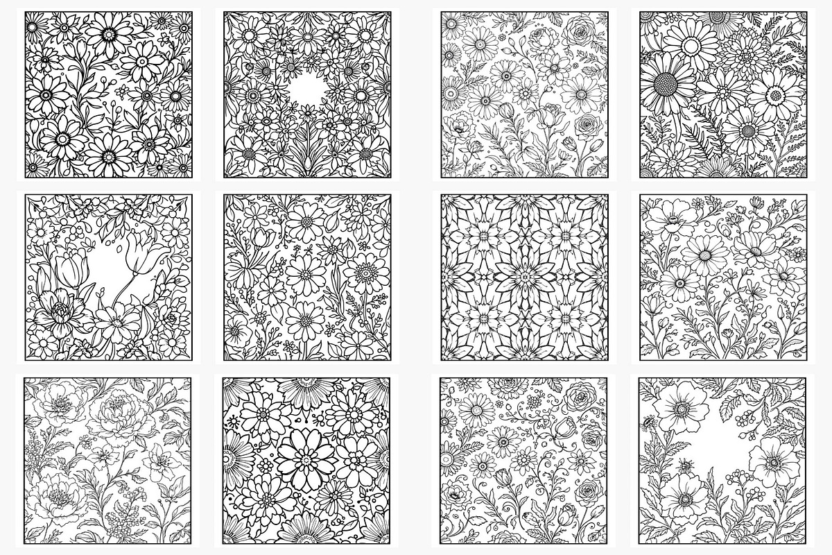 Floral Pattern Coloring Pages, a Print Template by Lamia Emad (Photo 4 of 4)