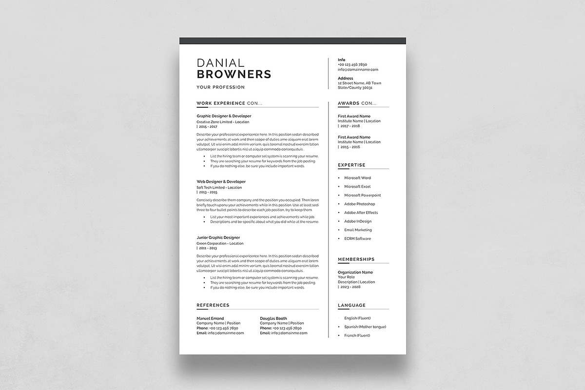 Resume Template, a Resume Template by DesignDevisers (Photo 3 of 12)