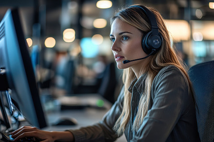 A dedicated female call center agent, a Photo by Pavel_design