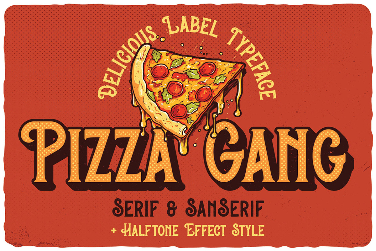 Pizza Gang - Serif & Sans Serif, a Serif Font by JumboDesign (Photo 1 of 5)