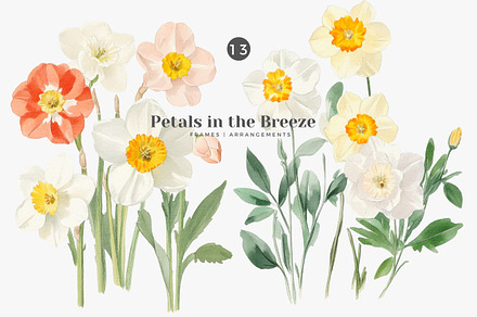 watercolor spring vintage flowers, a Graphic by Patishop Art