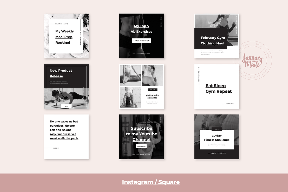 Fitness Instagram Template, a Social Media Template by January Made Design (Photo 2 of 4)