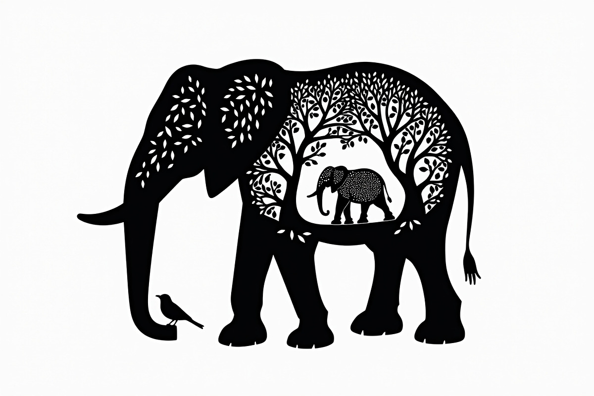 Silhouette of a Cute Elephant vector, an Illustration by Amazin_art (Photo 8 of 21)