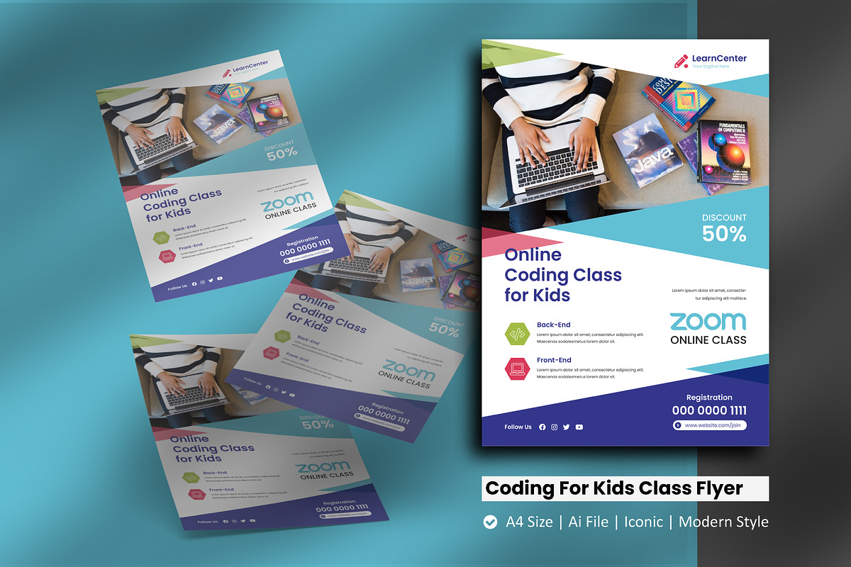 Online Coding Class For Kids Flyer, a Flyer Template by rivatxfz (Photo 1 of 3)