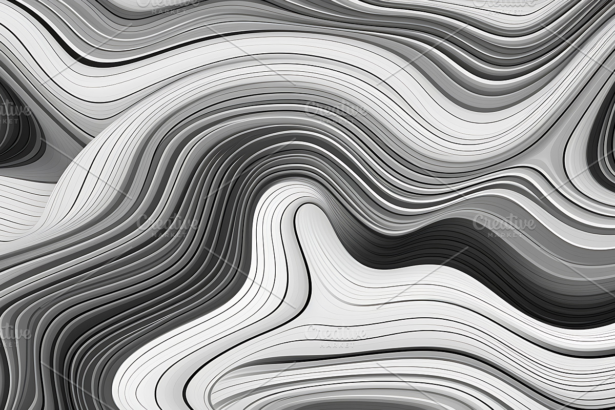 Black and white trippy wave patterns, a Pattern Graphic by Shahjahangdb1 (Photo 4 of 7)