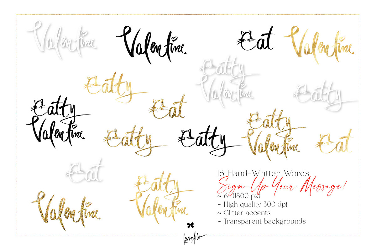 Valentine Cats Glitter Clipart PNG, an Animal Illustration by KaramfilaS (Photo 13 of 14)