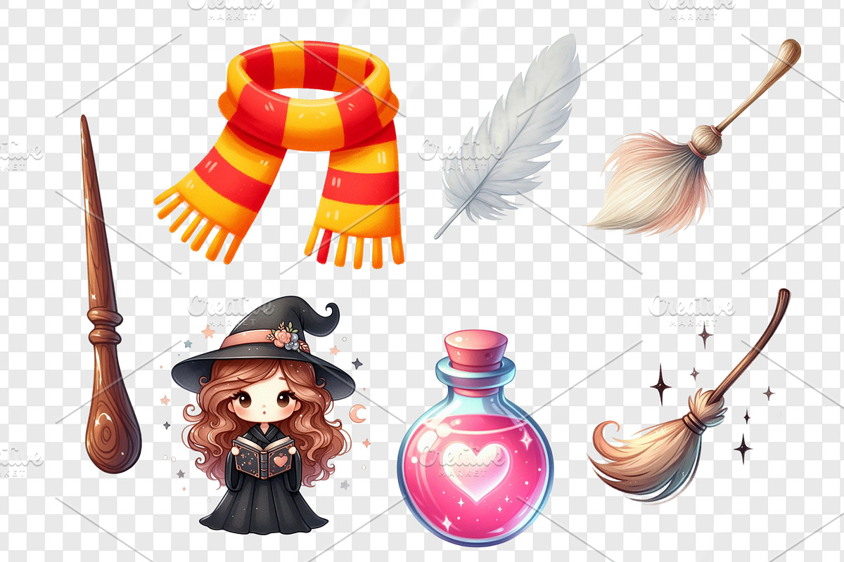 Magic school PNG set. Wizard Clipart, an Object Illustration by LoLoArt (Photo 2 of 5)