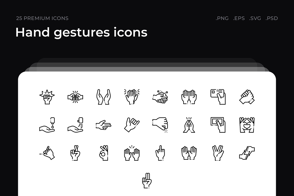 Hand gestures icons, an Outline Icon by Wencory (Photo 1 of 2)