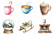 Watercolor Winter Cozy Clipart, an Illustration by DreamPrint404 (Thumbnail 4 of 7)