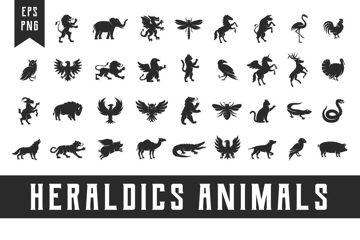 36 Heraldic logo Animals., an Animal Illustration by DenysHolovatiuk (Photo 1 of 4)