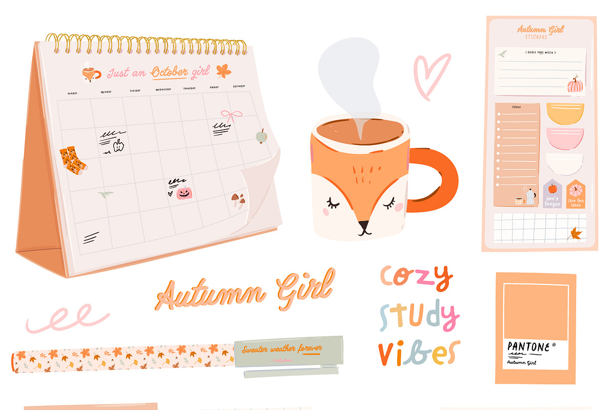 Fall School Girl: Cozy Study Clipart, an Object Graphic by Ruslana Lubenets (Photo 10 of 13)