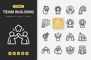 Team Building Icons, an Icon by Spacepixel Creative