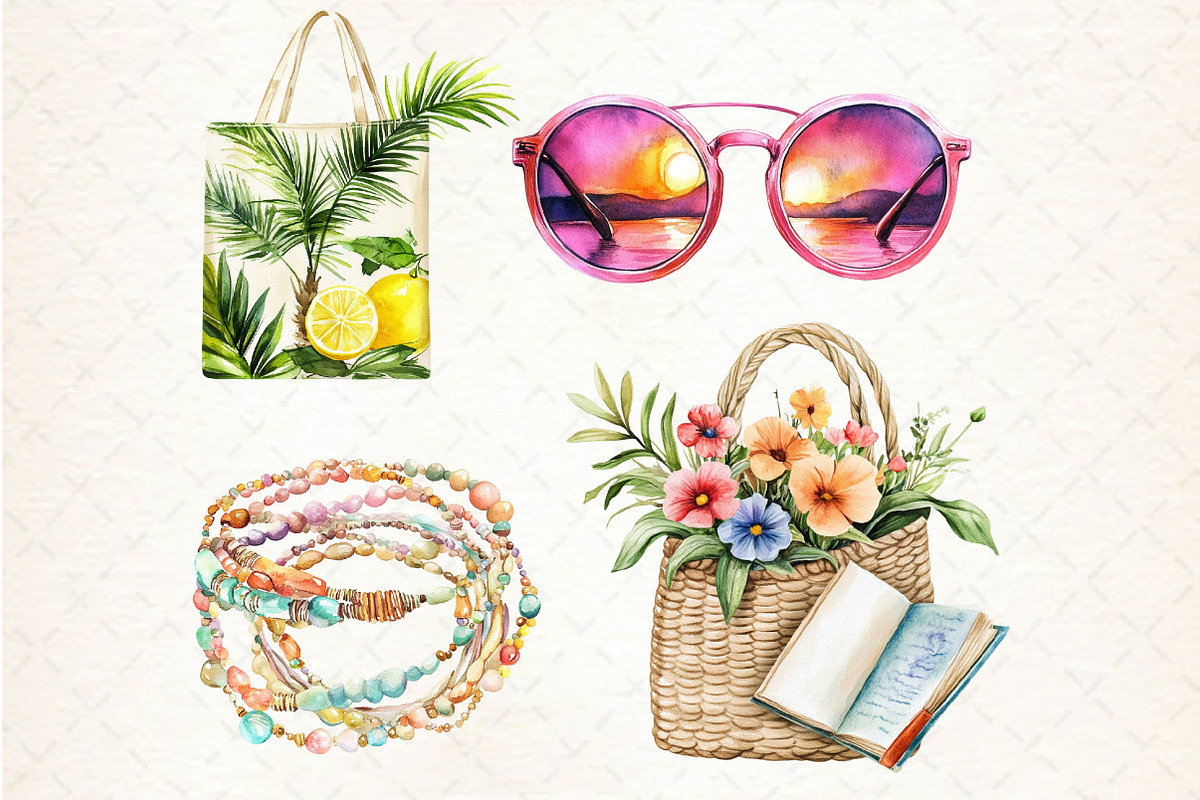 Watercolor Summer Fashion Clipart, an Illustration by Libby Wishes (Photo 5 of 6)