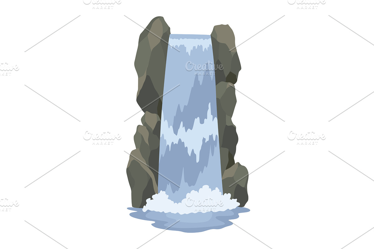 Cartoon river waterfall, an Illustration by Things for designers