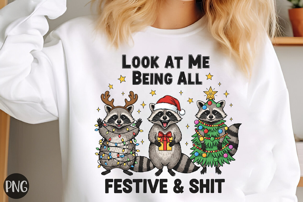 Funny Christmas Sarcastic Raccoon Pn, an Illustration by Libby Wishes (Photo 1 of 4)