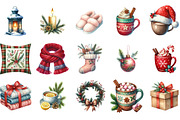 Watercolor Comfort Christmas Clipart, an Illustration by Designking (Thumbnail 3 of 5)