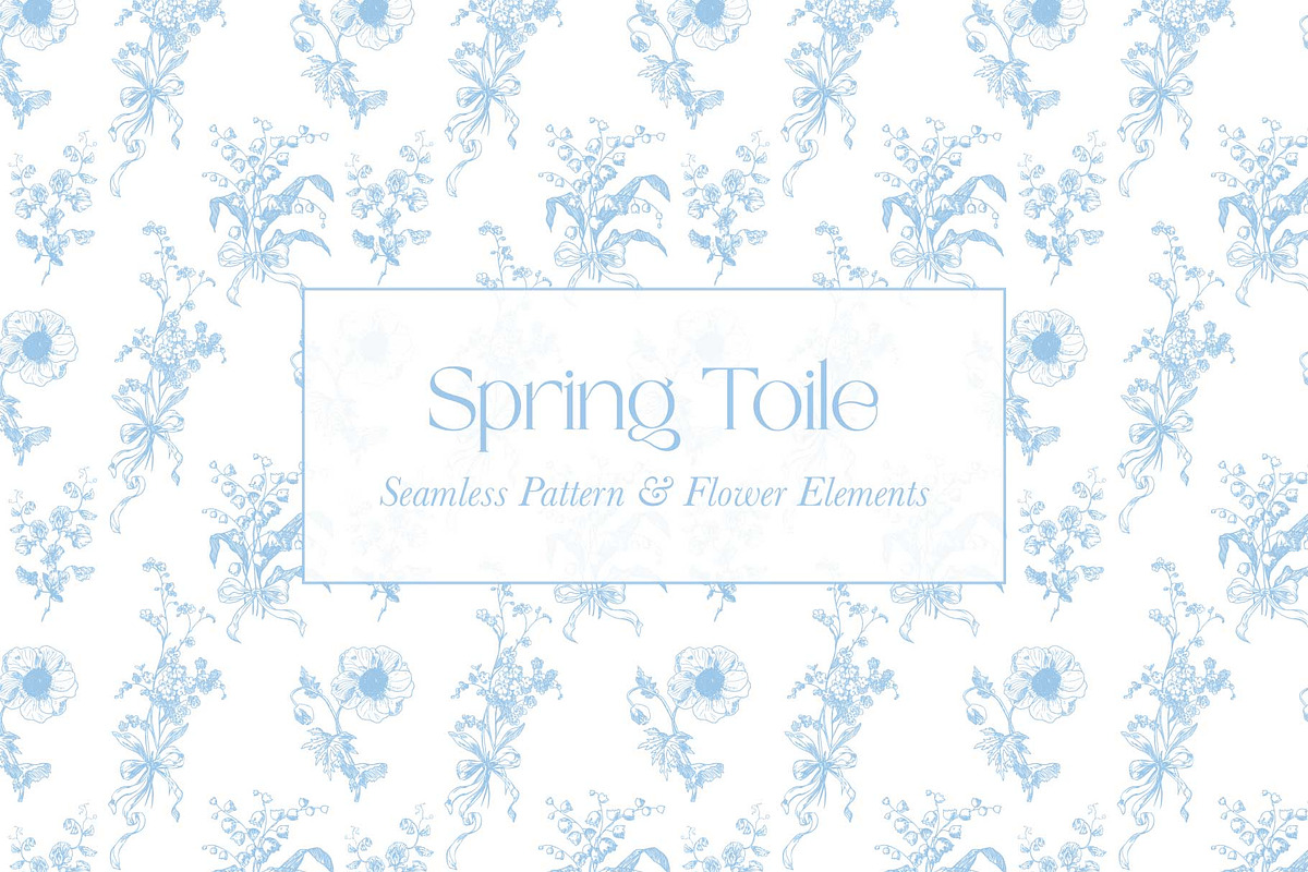 Spring Toile Pattern & Elements, a Pattern Graphic by Encre Studio (Photo 1 of 7)