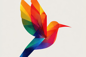 Colorful abstract hummingbird design, an Abstract Photo by AlyaAnd