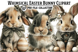 Whimsical Easter Bunny Clipart, an Illustration by Dream Creation