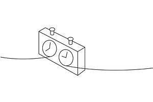 Minimalist chess clock line art, an Education Illustration by GraphiShop