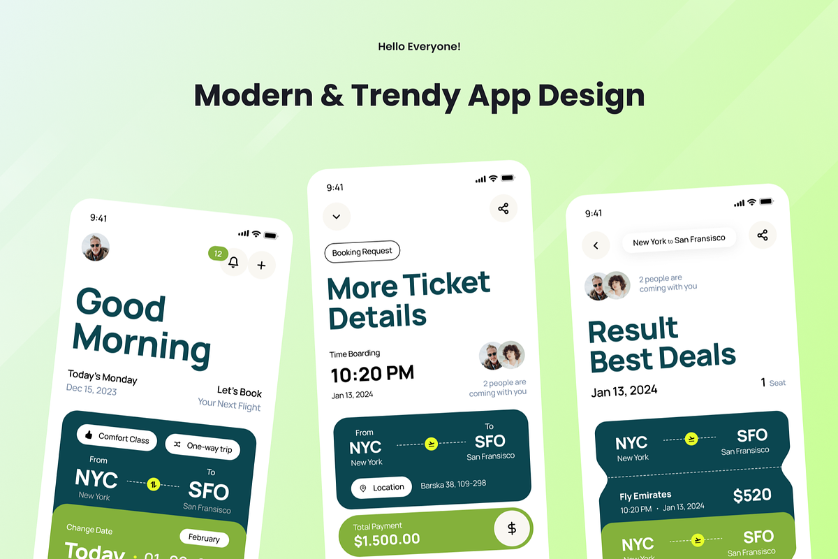 JetGo Flight Booking UI Mobile Apps, an UI Kit Template by SquidPixey (Photo 2 of 3)