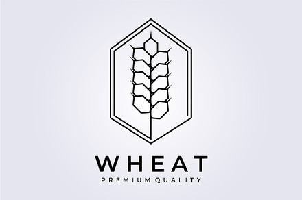 simple line wheat logo badge vector, an Outline Icon by Lodzrov