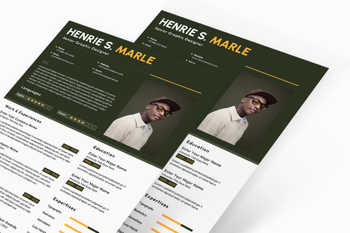 Green Abstract Background Resume, a Resume Template by iDoodle Studio (Photo 2 of 4)