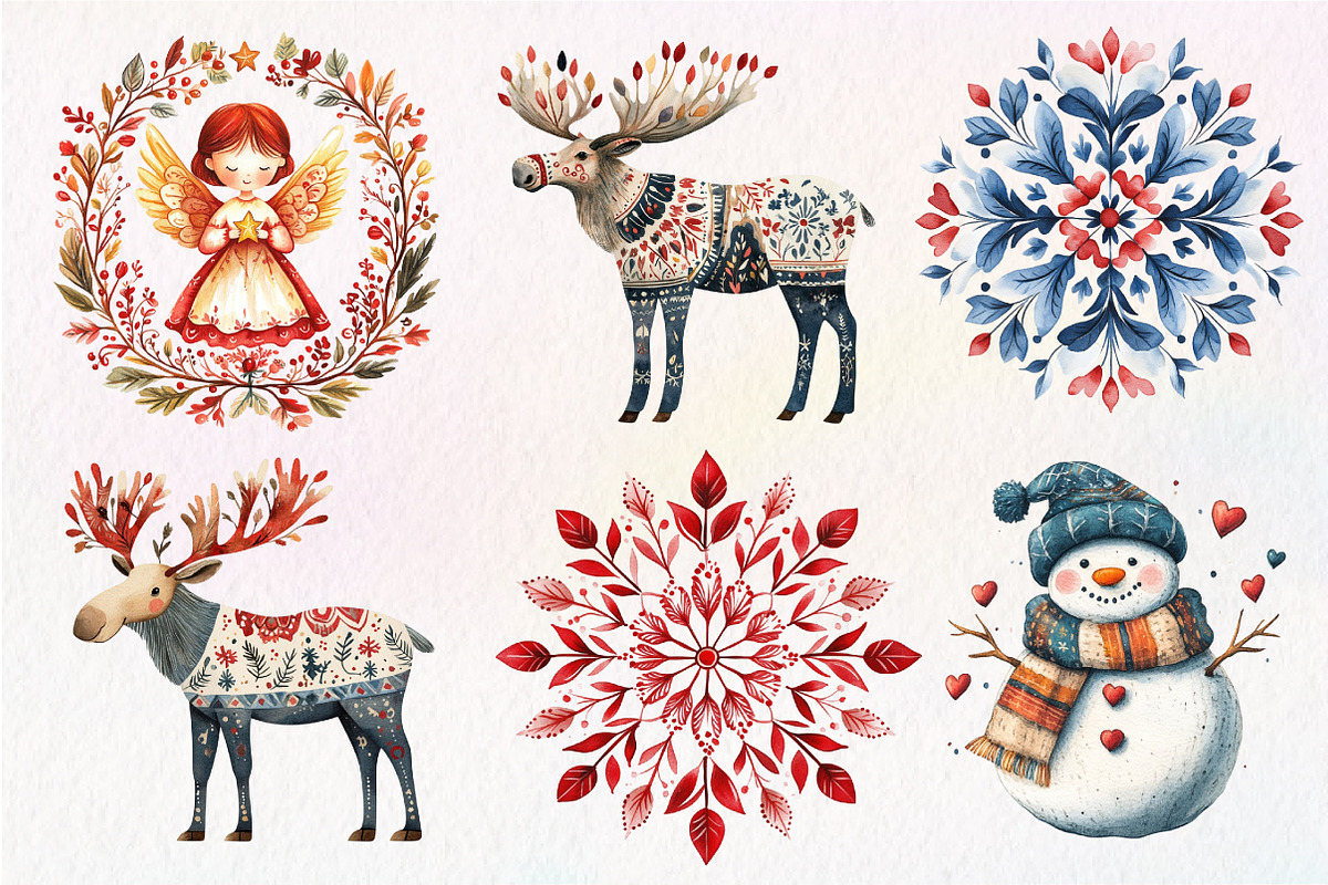 Christmas Scandinavian Folk Art Clip, an Illustration by Dream Creation (Photo 5 of 7)