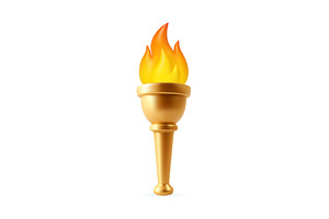 3d Burning torch icon symbolizing, an Object Illustration by ModVector