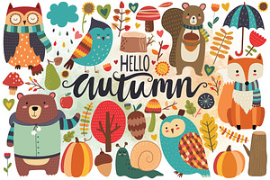 Autumn Woodland Clipart Bundle