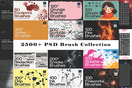 2500+ Photoshop Brushes Mega Bundle, a Brush Add-On by Chipshpow Graphics