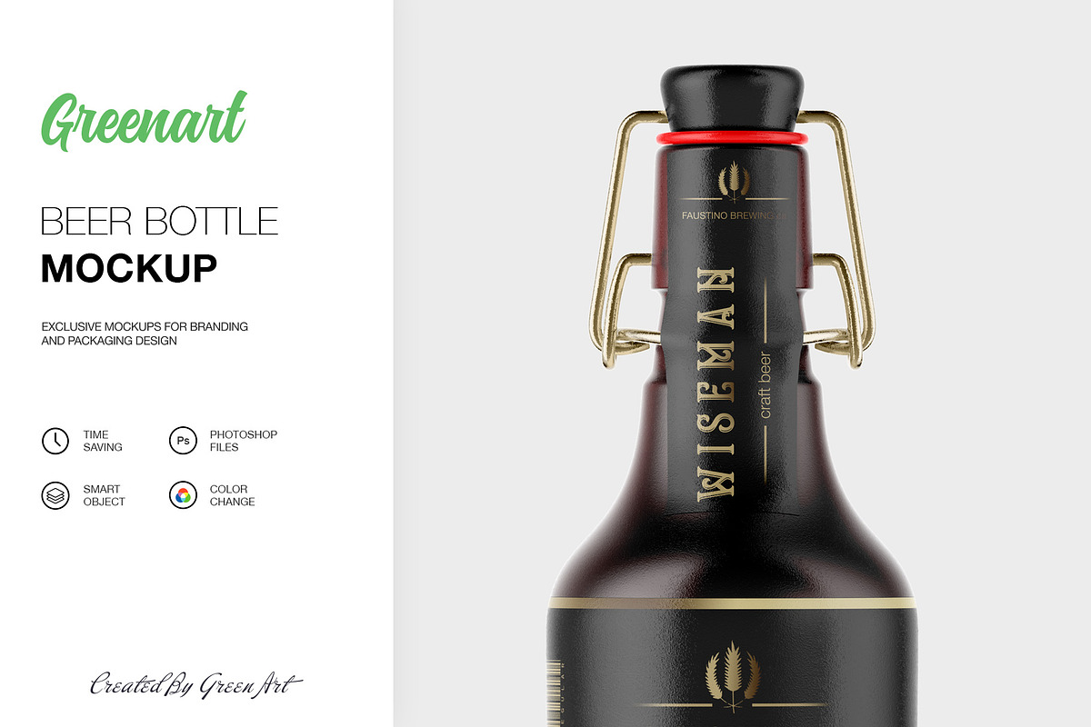 Beer Bottle Mockup, a Product Mockup by Green Art (Photo 4 of 7)