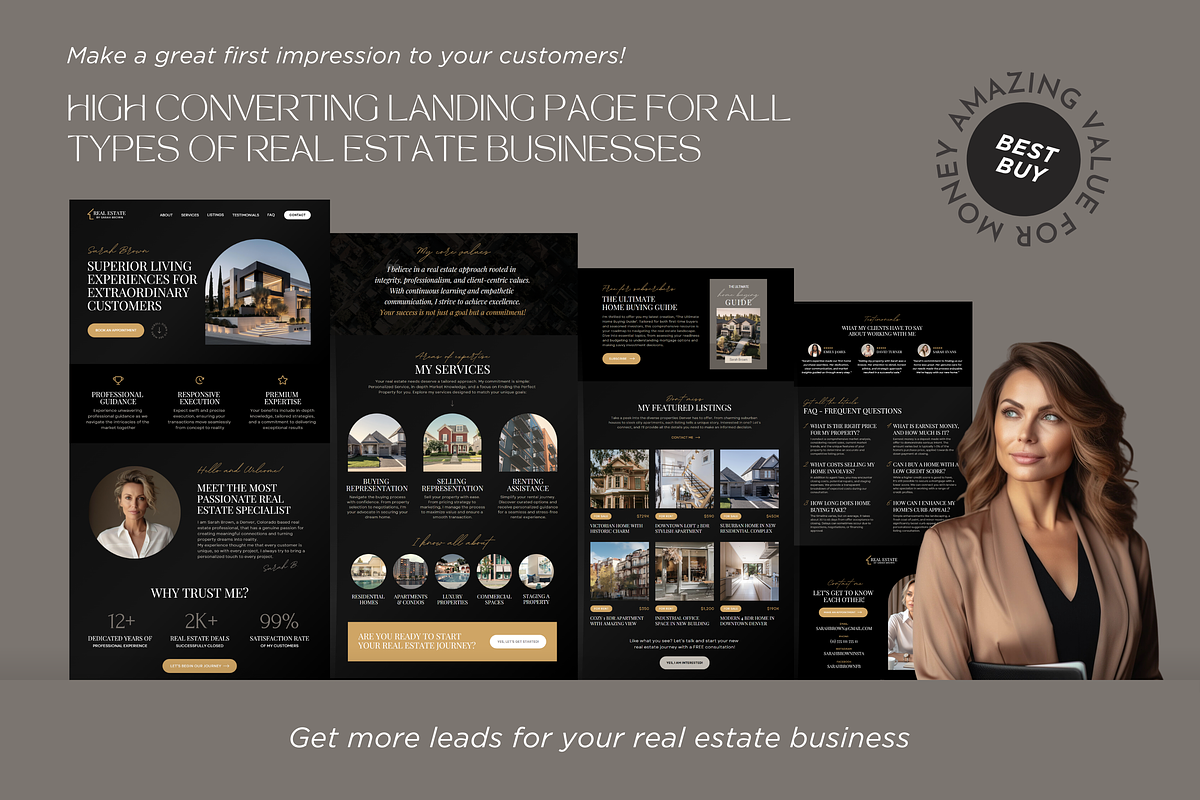 Real Estate Canva Website Template, a Landing Page Template by vectorocean